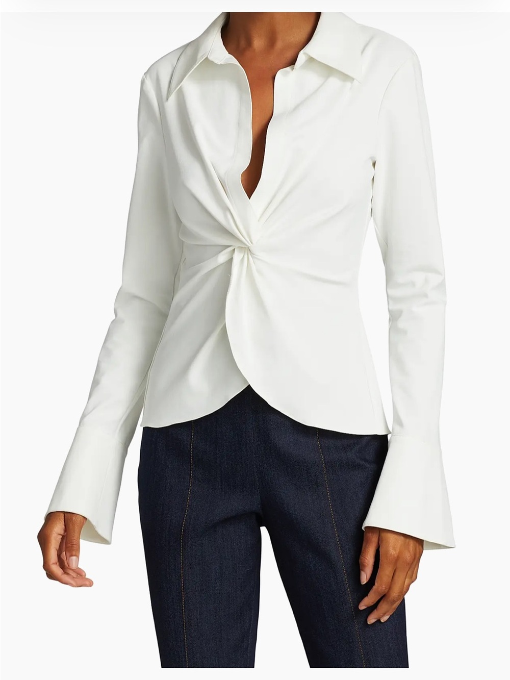 cinq a sept McKenna slightly off-White Twist-Front Long-Sleeve